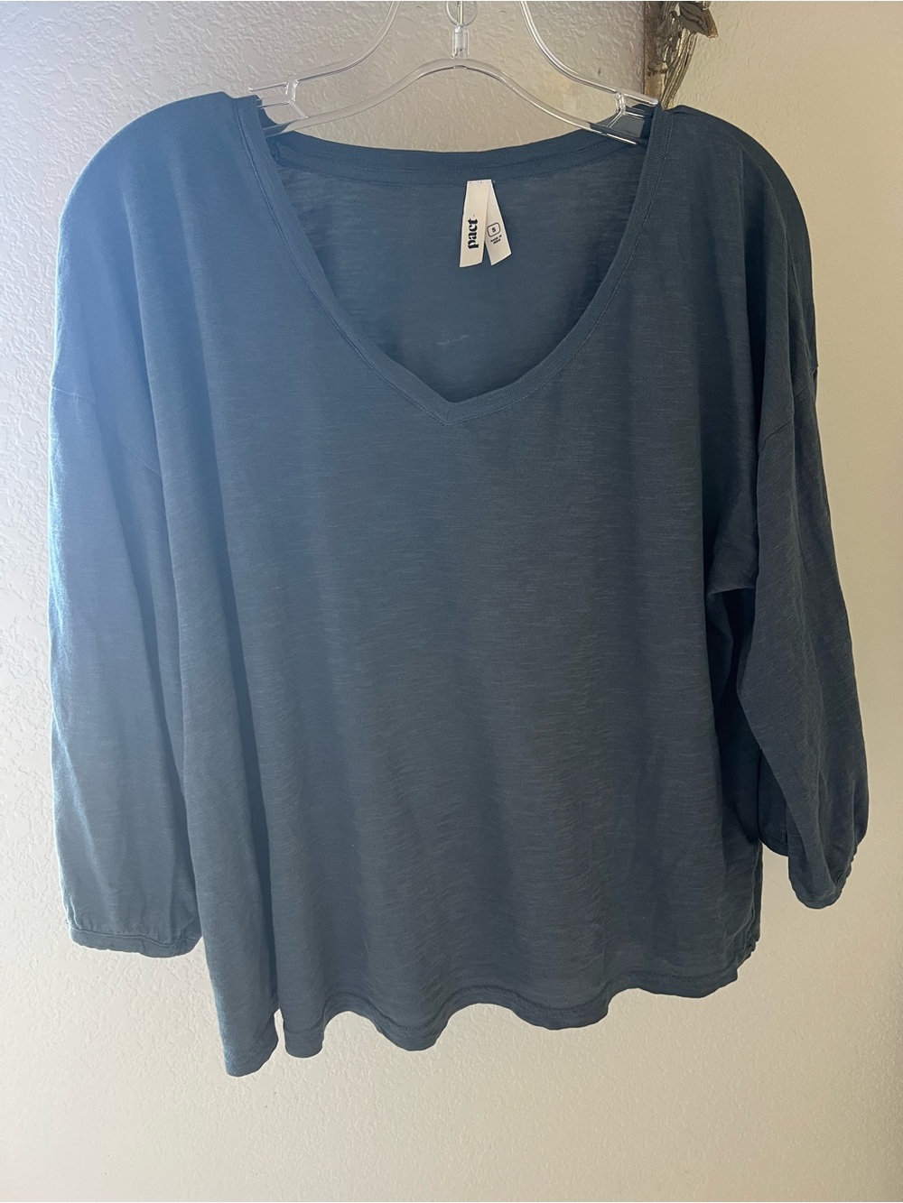 Pact Women’s 3/4 Sleeve Tee V Neck 100% Cotton